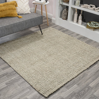 Pata Hand Woven Chunky Jute Gray 7' Square Area Rug