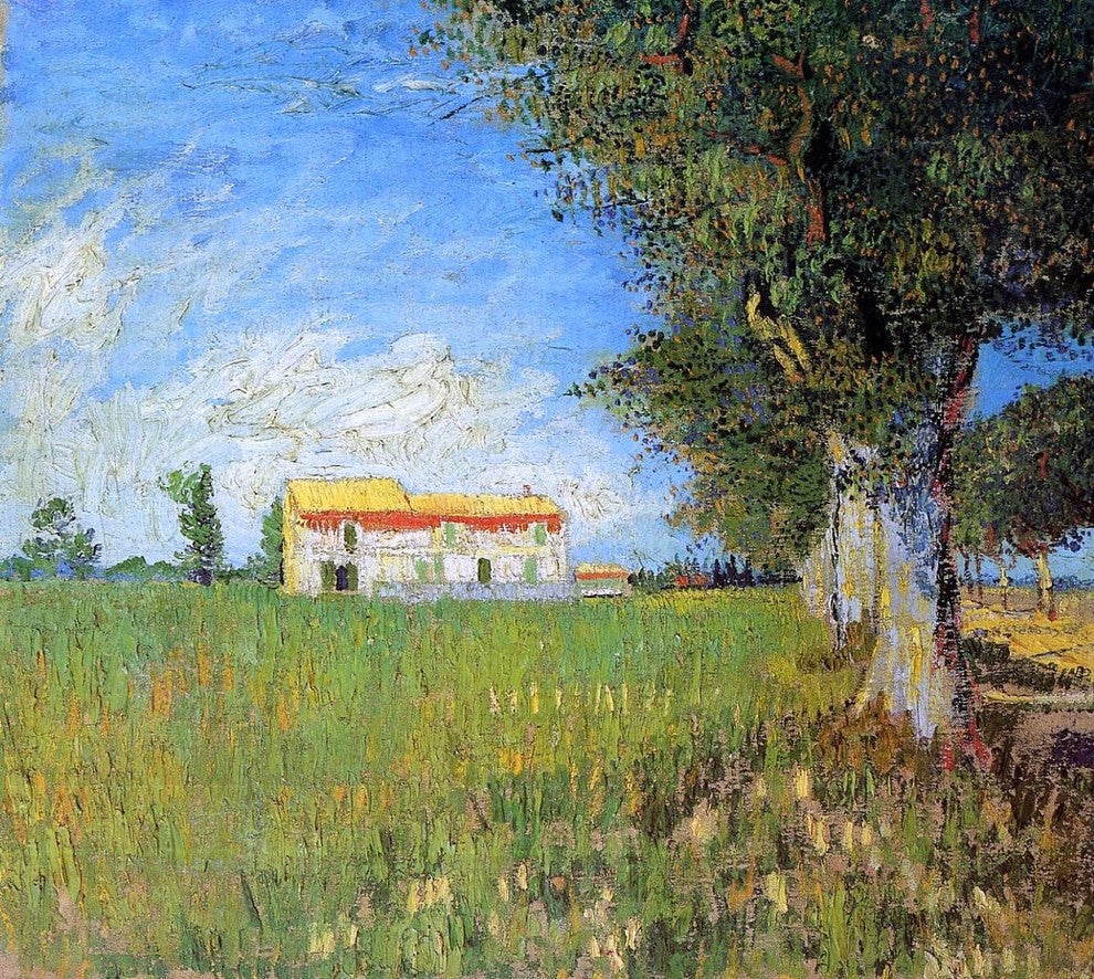 Vincent Van Gogh Farmhouse in a Wheat Field, 20"x25" Gallery Wrapped Canvas