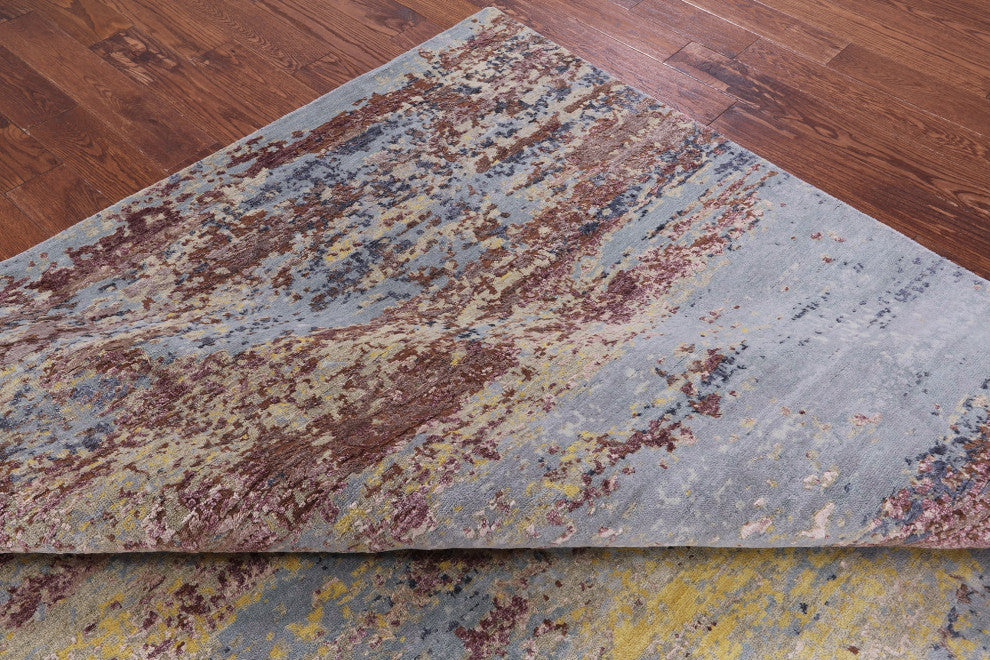 Abstract Hand Knotted Wool & Silk Rug 7' 11" X 10' 0" - Q14867