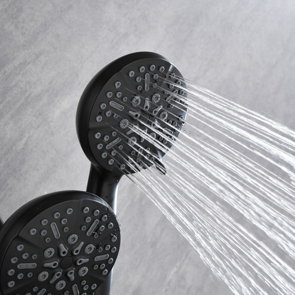 Multi Function Dual Shower Heads and Tub Faucet, With Tub Spout