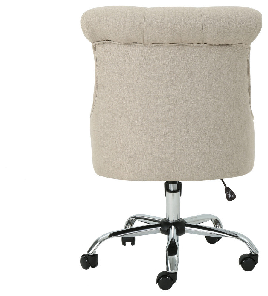 GDF Studio Tyesha Contemporary Fabric Swivel Office Chair, Wheat/Chrome