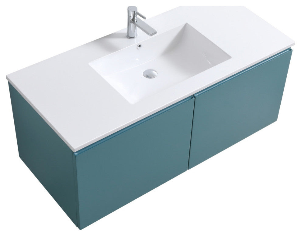 Balli 48'''' Single Sink Wall Mount Modern Bathroom Vanity, Teal Green