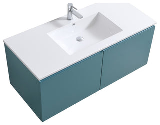 Balli 48'' Single Sink Wall Mount Modern Bathroom Vanity, Teal Green