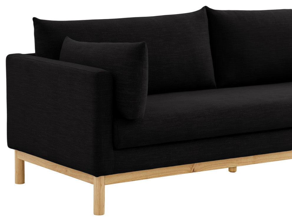 Langham Linen Textured Fabric Upholstered Sofa, Black