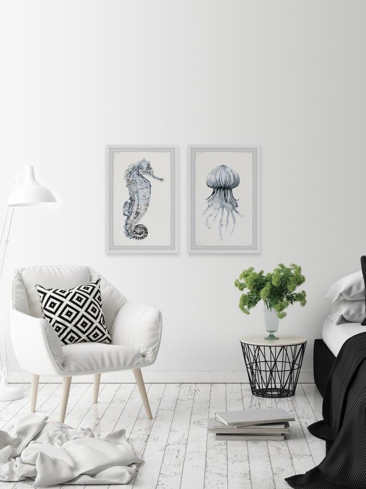 Seahorse and Jellyfish Diptych, 48"x36"