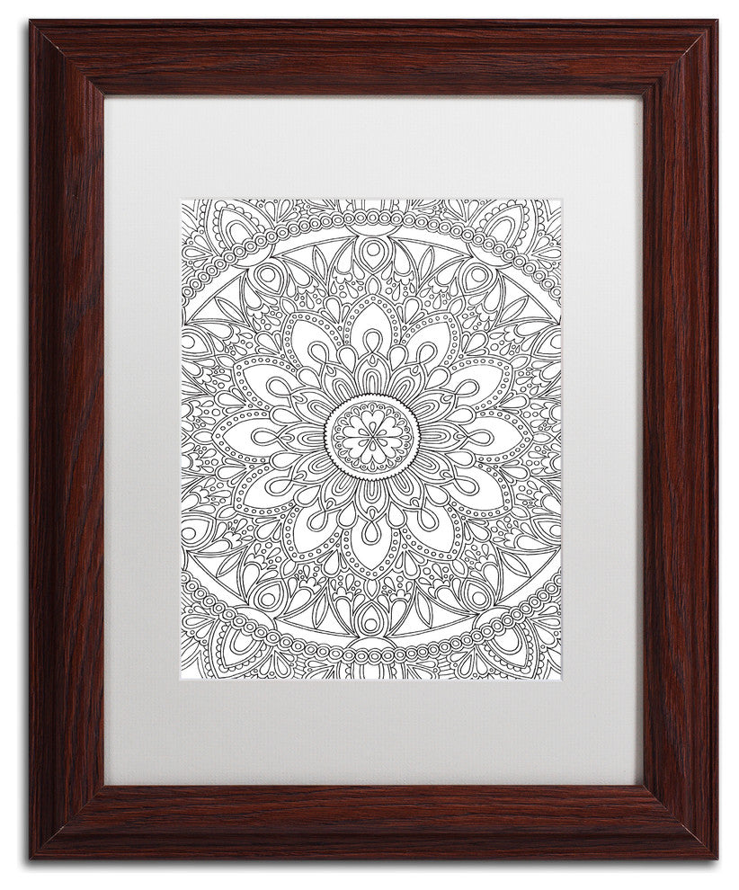 Hello Angel ''Delightful Mandala'' Art, Wood Frame, White Mat, 14x11