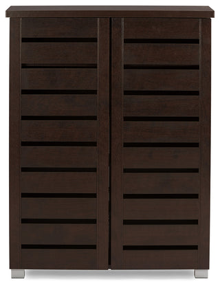 Adalwin Modern 2-Door Dark Brown Wooden Entryway Shoes Storage Cabinet