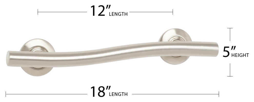 Wave Design Shower Grab Bar, Satin Stainless, 18"