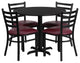 Dyersburg 5pcs Table Set Round 36" Black Laminate X-Base, Burgundy Chair