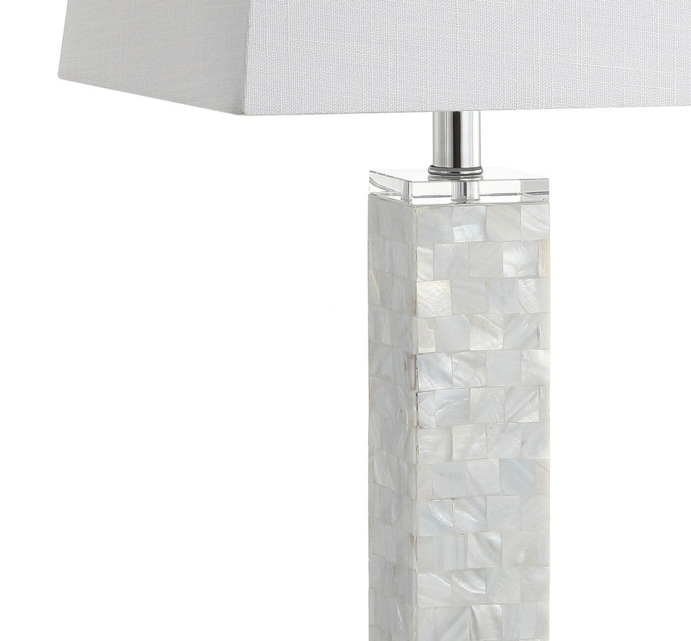 Noelle 28.5" Seashell LED Table Lamp, White, Set of 2