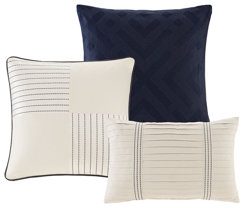 Madison Park Farmhouse Comforter Duvet Cover Set With Insert, Blue, Blue, Queen