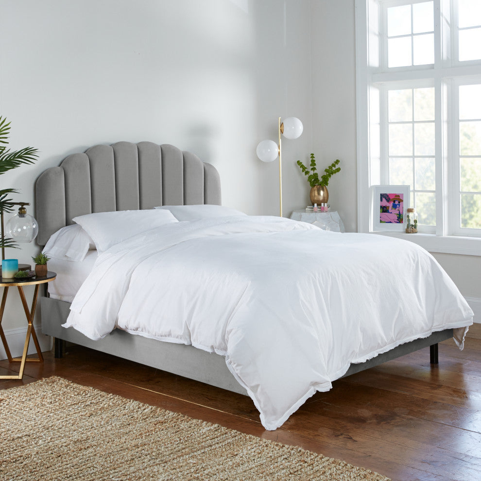 Bed, Velvet Steel Gray, Queen