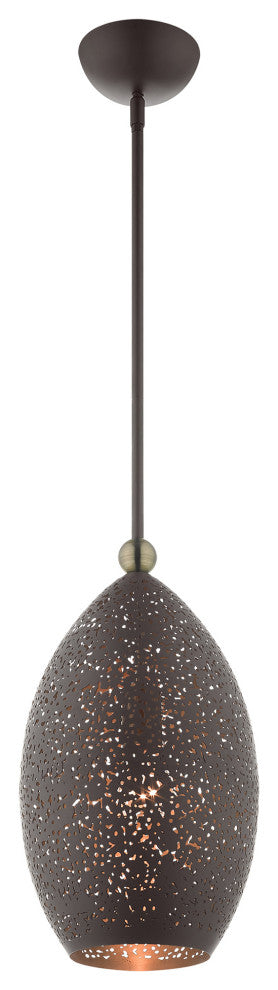 Livex Lighting Charlton 1 Light Bronze With Antique Brass Accents Pendant