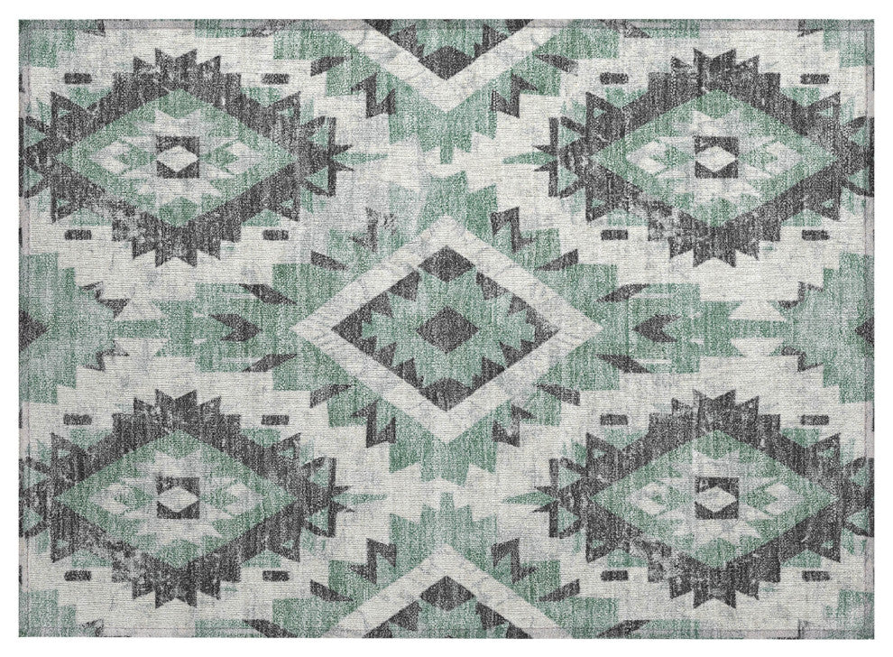 Machine Washable Indoor/Outdoor Chantille ACN1878 Teal 1'8" x 2'6" Rug