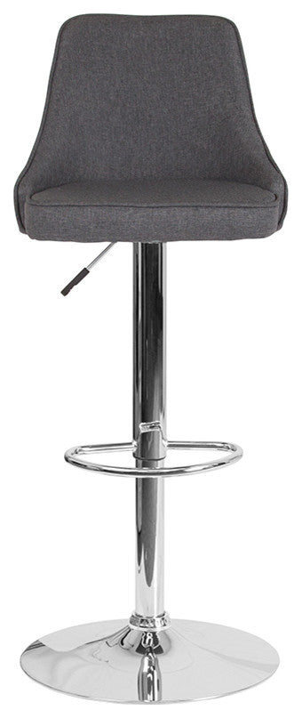 Trieste Contemporary Adjustable Height Barstool, Dark Gray Fabric