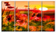Summer Sunset with Red Poppies, Large Landscape Canvas Print, 48"x28", 4 Panels