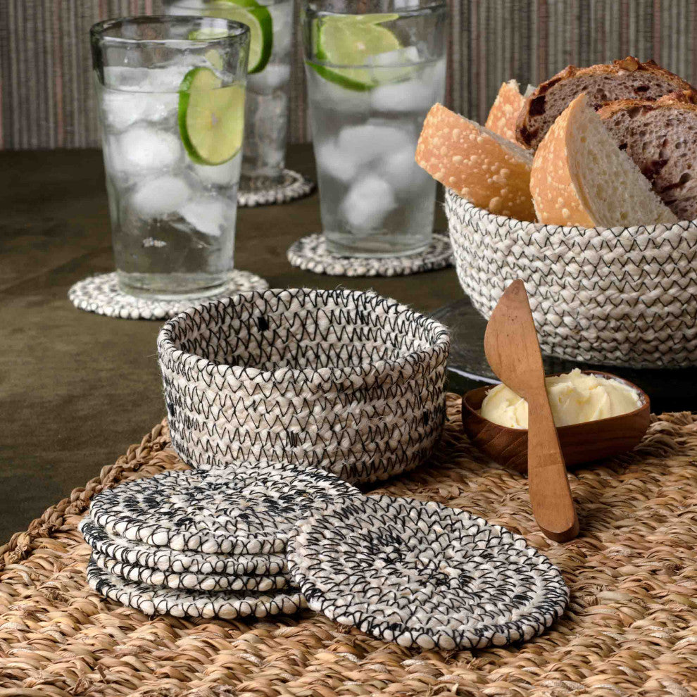 Melia Jute Table Sets, White Coasters