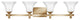 Hinkley Abbie Four Light Vanity, Brushed Caramel