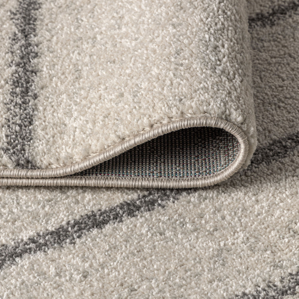 Williamsburg Minimalist Stripe Rug, Cream/Gray, 2 X 8