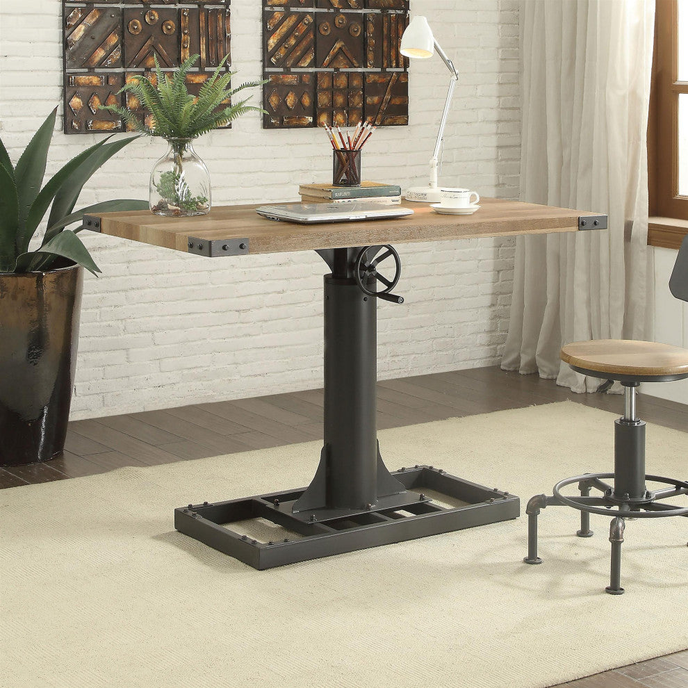 Furniture of America Ziaz Metal Adjustable Standing Desk with USB in Sand Black