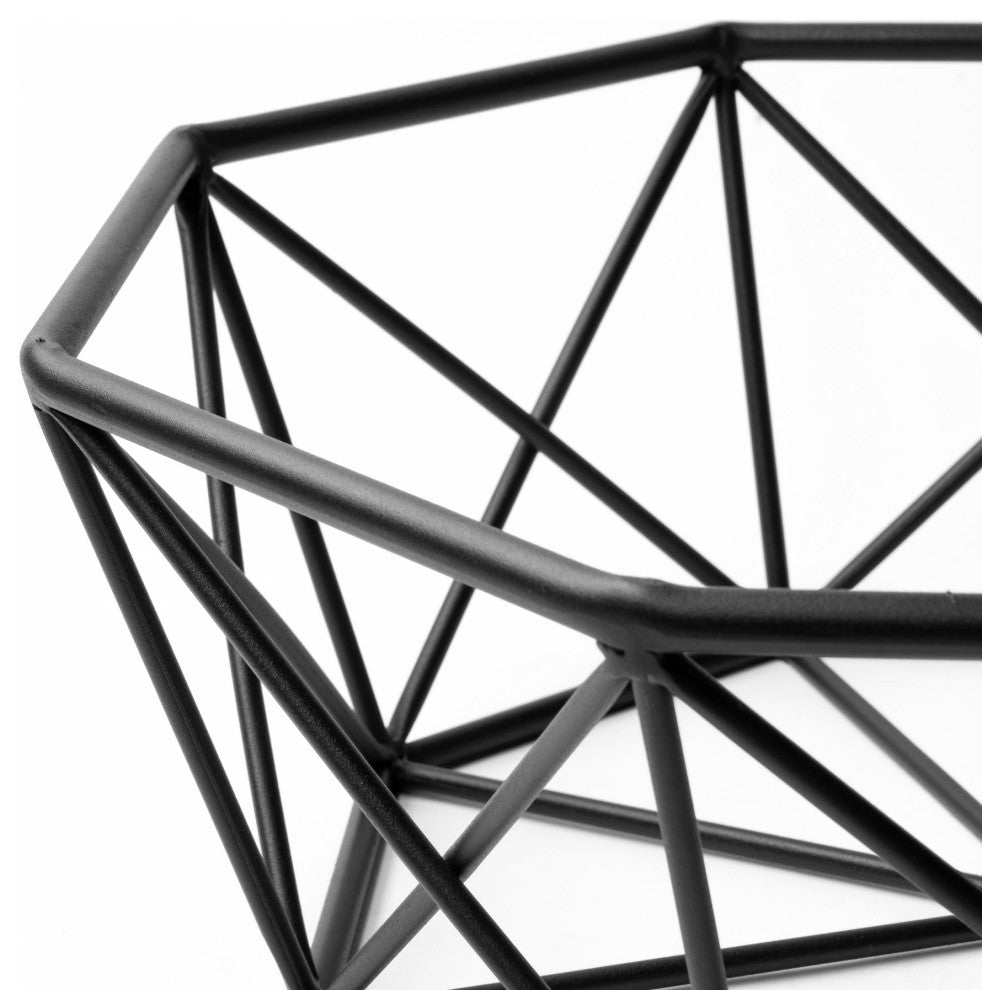 Davy 17Lx17W Black Metal Large Hexagonal Bowl