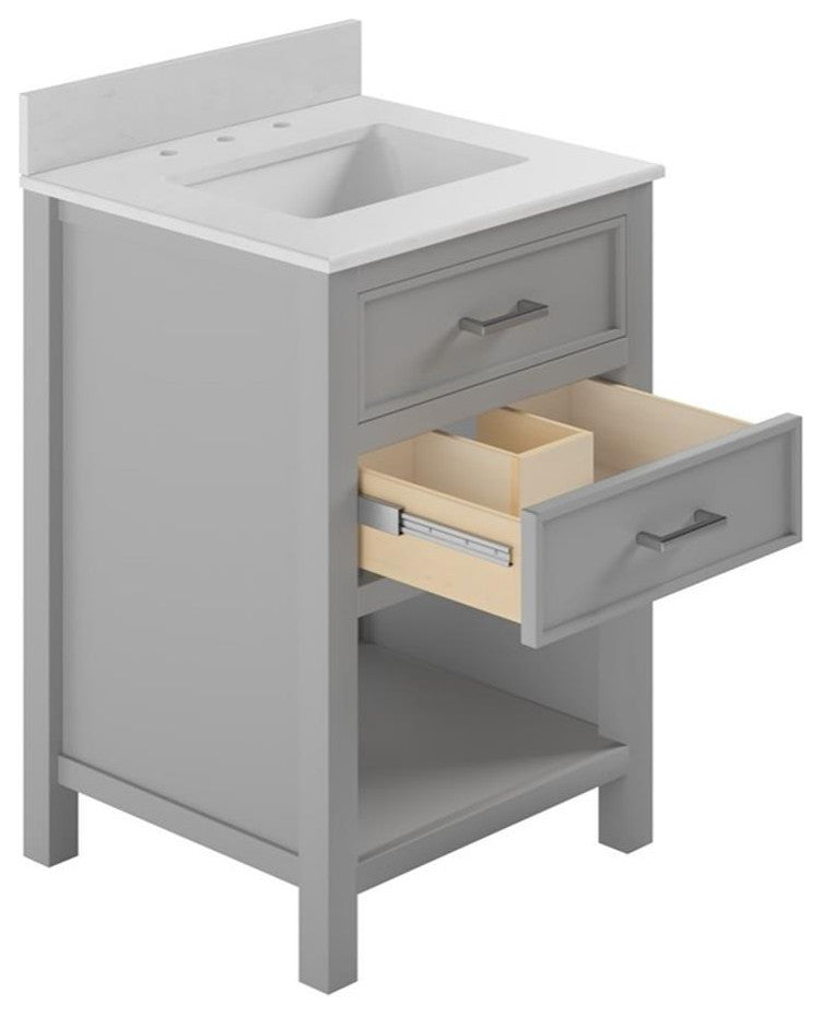 DHP Missouri 24 Inch Bathroom Vanity with Modern Carrera Countertop in Gray