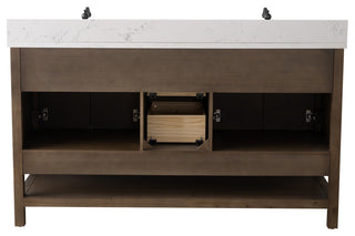 Landon Modern Herringbone Bathroom Vanity, 60", White Top