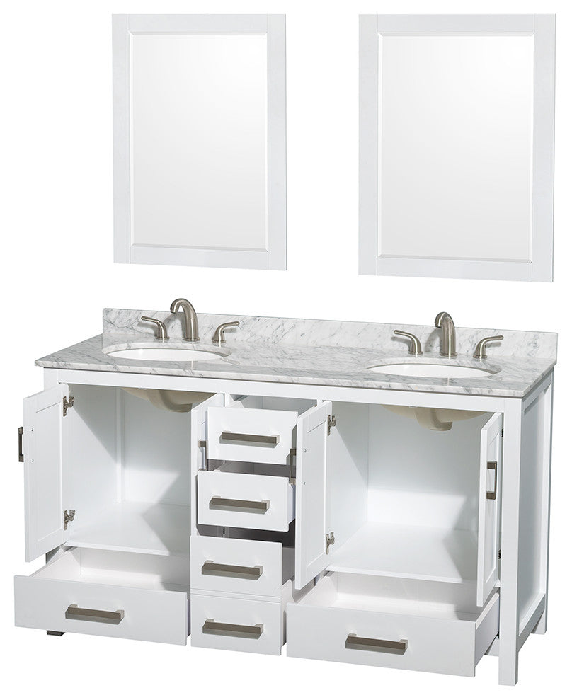 Wyndham WCS141460DWHCMUNOM24 White 60 Inch Double Bathroom Vanity