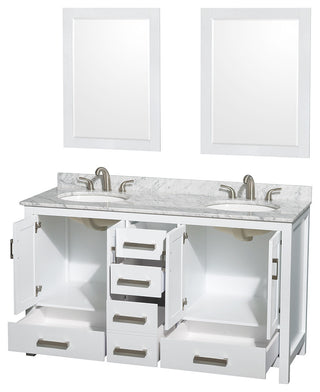 Wyndham WCS141460DWHCMUNOM24 White 60 Inch Double Bathroom Vanity