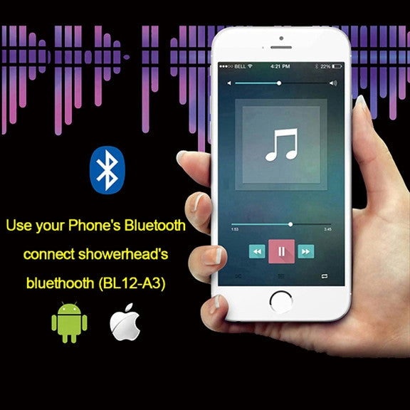 LED Musical Shower System, Hand Shower, Brushed Gold B - Phone Control Light