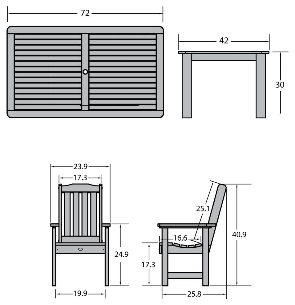 Lehigh 7-Piece Rectangle Dining Set, Nantucket Blue