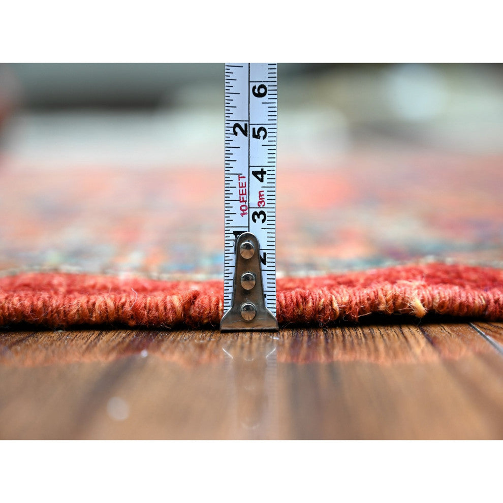 Angels Red Organic Wool Afghan Ersari Hand Knotted Oriental Rug, 3'11"x9'6"