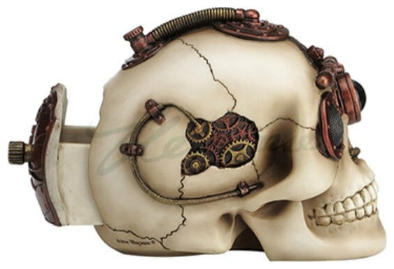 Steampunk Skull Statue Sculpture Art with Secret Drawer Trinket Box
