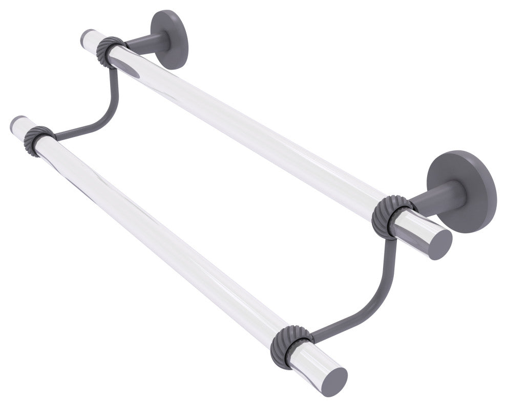 Clearview 24" Double Towel Bar with Twisted Accents, Matte Gray