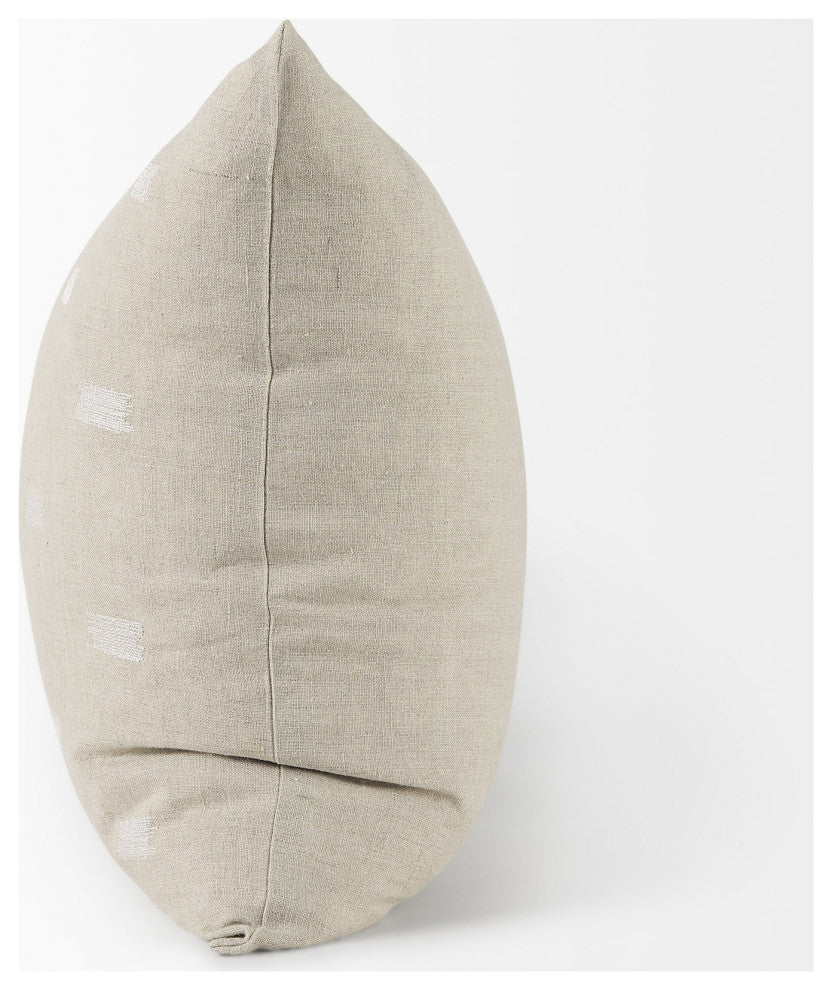 Canvas Beige and White Square Accent Pillow Cover