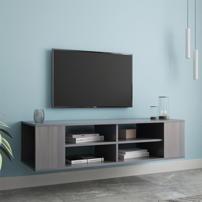 Wall Mounted black OAK floating tv stand height adjustable wooden tv
