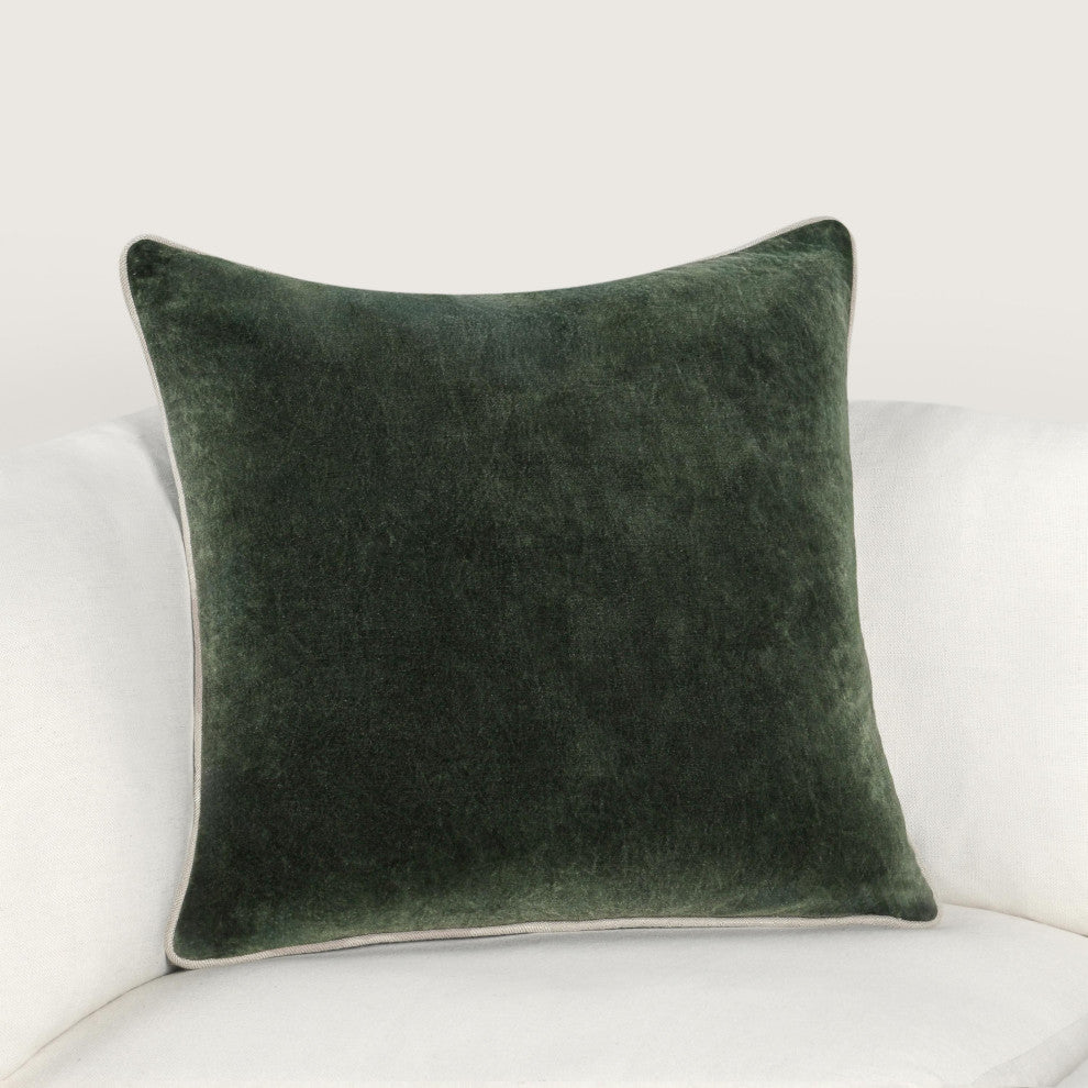 Heirloom Forest Green Velvet Throw Pillows by Kosas Homw, 22x22