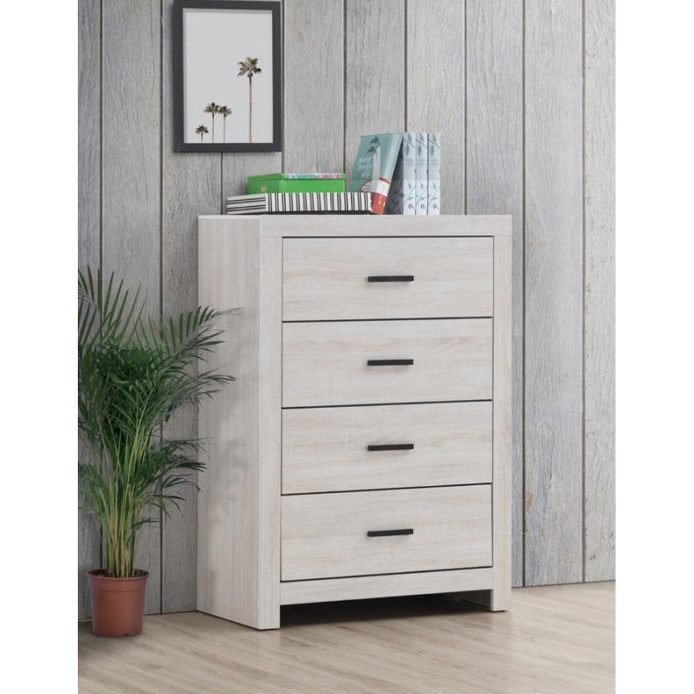 4 Drawers Wooden Chest, Coastal White