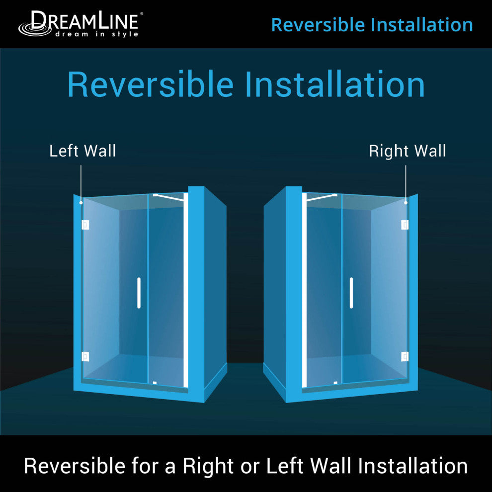 DreamLine Unidoor 35" to 36" Frameless Hinged Shower Door, Brushed Nickel