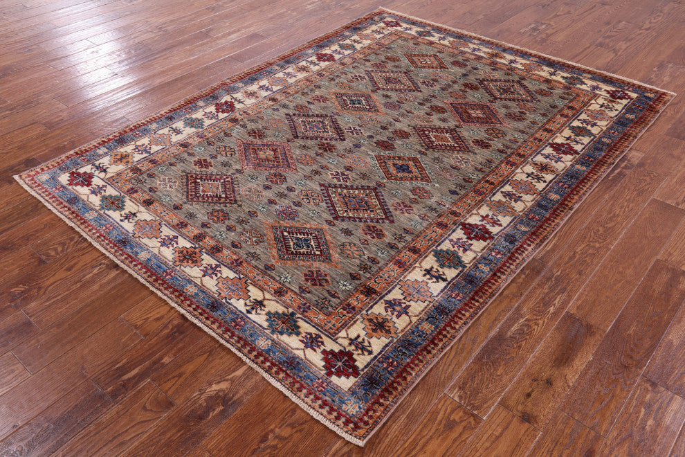 5' 10" X 7' 9" Super Kazak Hand Knotted Wool Rug Q9855