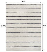 Williamsburg Minimalist Stripe Rug, Cream/Black, 8 Ft. X 10 Ft.