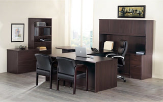 Lorell Prominence Laminate Hutch Office Suite, Espresso, 66"x16"x39"