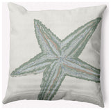 20x20" Large Starfish Nautical Decorative Indoor Pillow, Sage