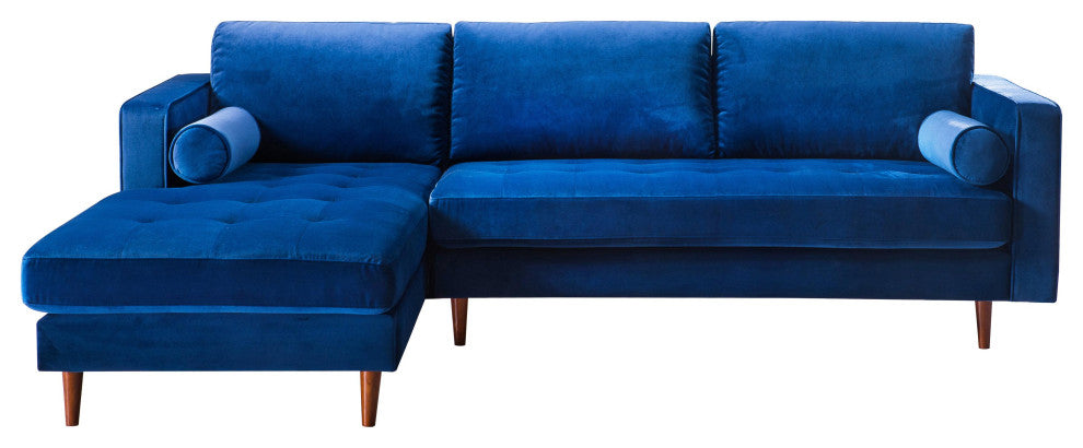 Como Navy Velvet Sectional LAF - Navy