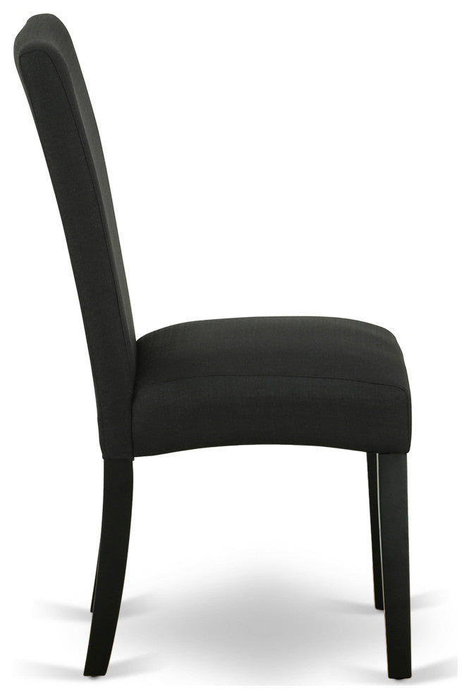 3Pc Round 42" Dining Room Table, A Pair Of Parson Chair, Black Finish Leg
