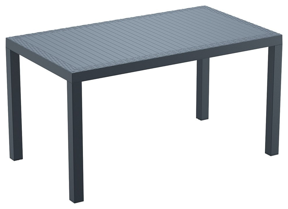 Orlando Wickerlook Rectangle Dining 7 Piece Set, Florida Side Chairs, Dark Gray