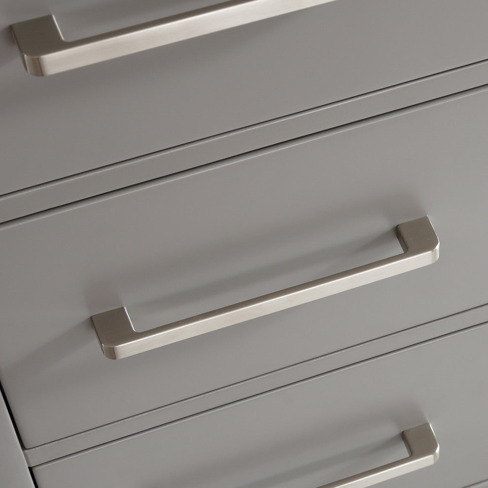 60" Double Vanity in Grey with Carrara White Marble Countertop Without Mirror