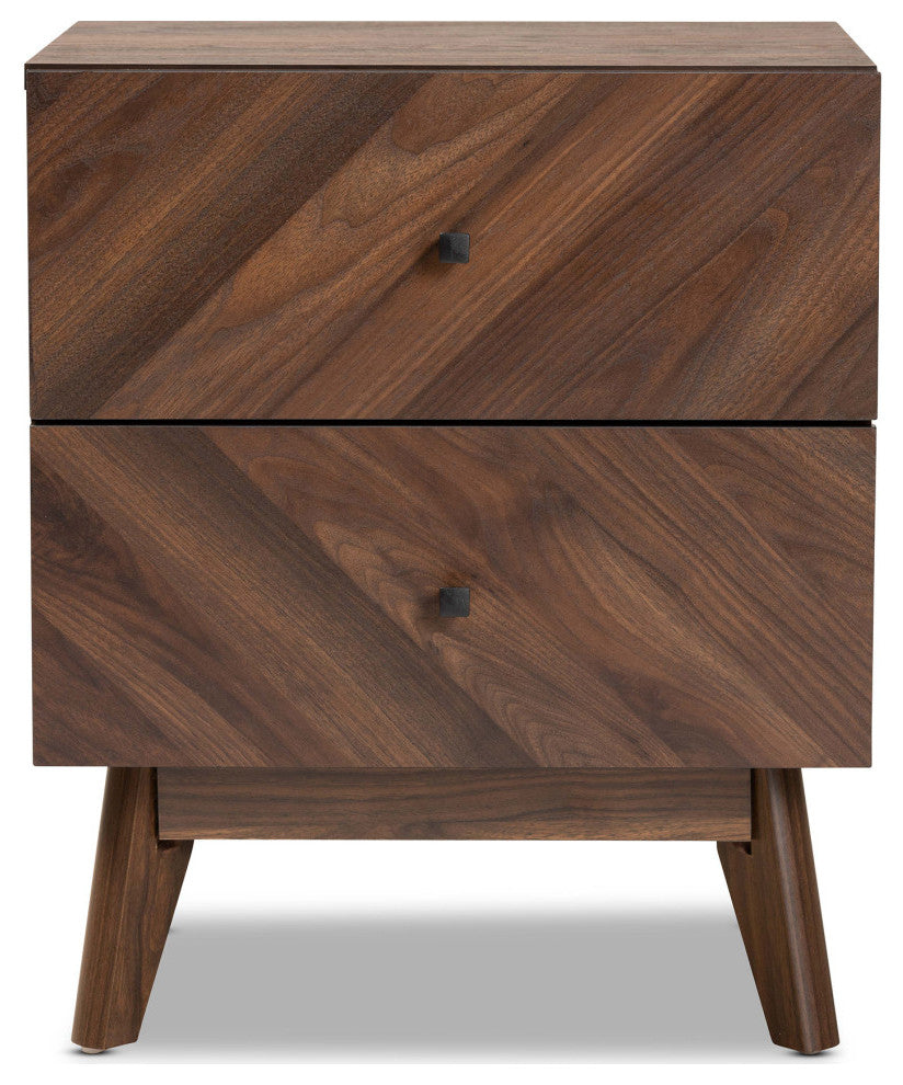 Hugo Mid-Century Night Stand, Walnut Brown
