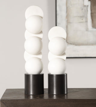 Uttermost 18198 Symmetry 18" Tall Iron and Rice Stone Abstract - Black / Smooth