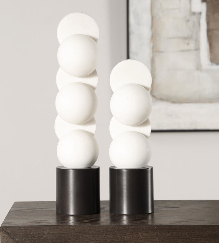 Uttermost 18198 Symmetry 18" Tall Iron and Rice Stone Abstract - Black / Smooth